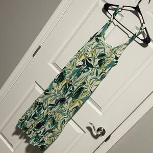 Leaf Print Green Dress